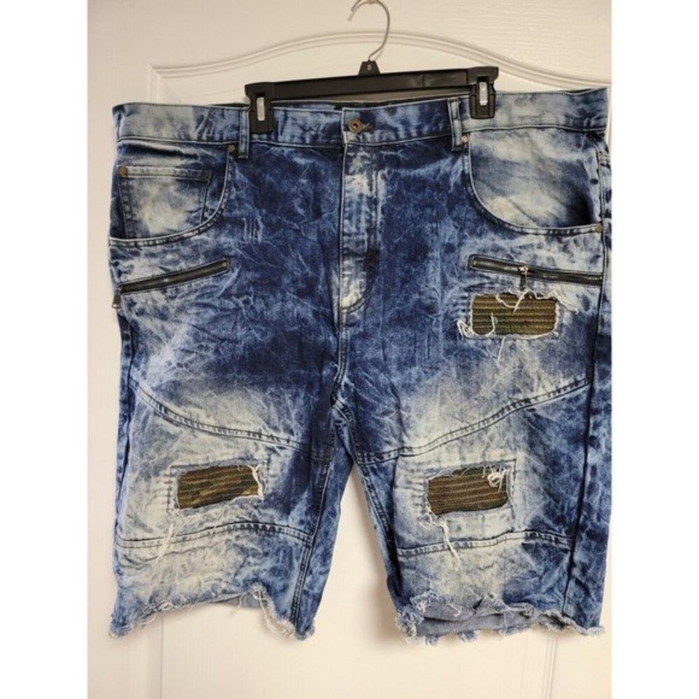 Parish Nation Men's Distressed Denim Shorts Blue Ripped Size 34 - Used